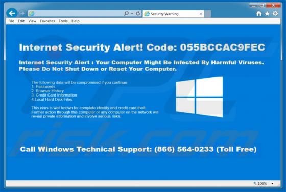 Arnaque Internet Security Alert