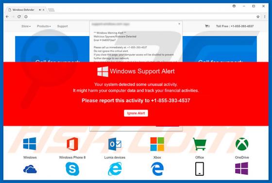Arnaque Windows Support Alert