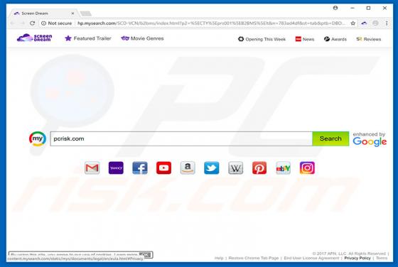 Redirection vers Hp.mysearch.com