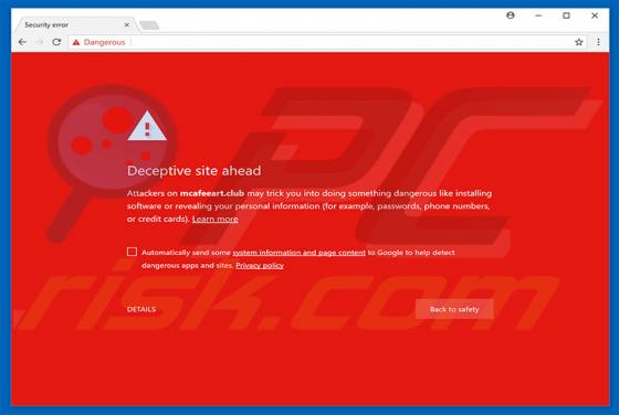 Virus Deceptive Site Ahead