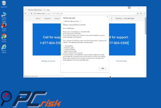 Arnaque Windows Warning Alert