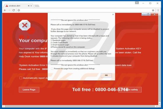 Arnaque Do Not Ignore This Windows Alert