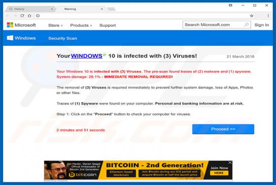Arnaque Your Windows 10 Is Infected With 3 Viruses