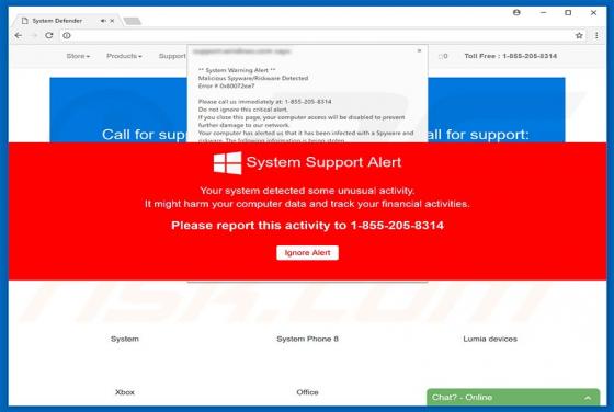 Arnaque System Support Alert POP-UP