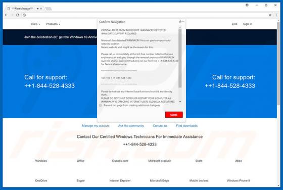 Arnaque Critical Alert WANNACRY DETECTED POP-UP