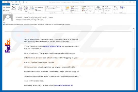 Courriel SPAM FedEx