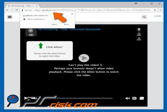 Redirection vers Goalked.com POP-UP