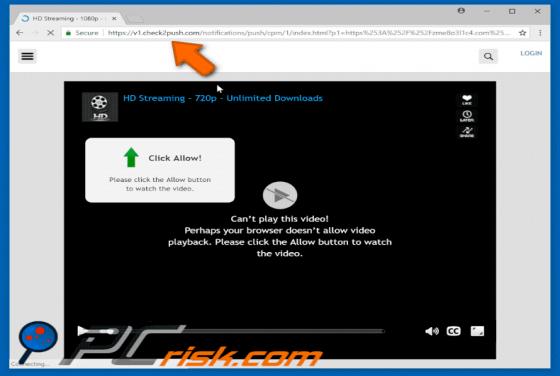Redirection vers Check2push.com POP-UP