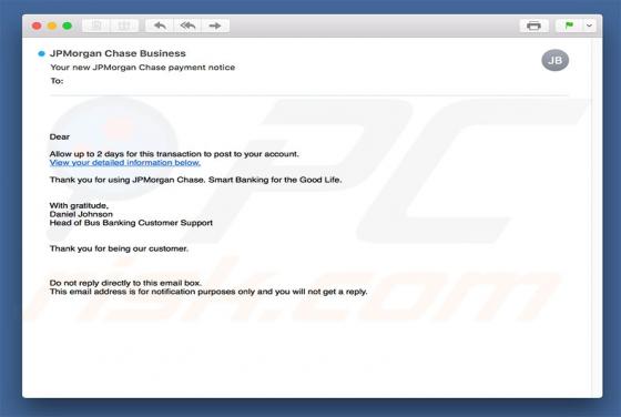 Courriel virus JPMorgan Chase