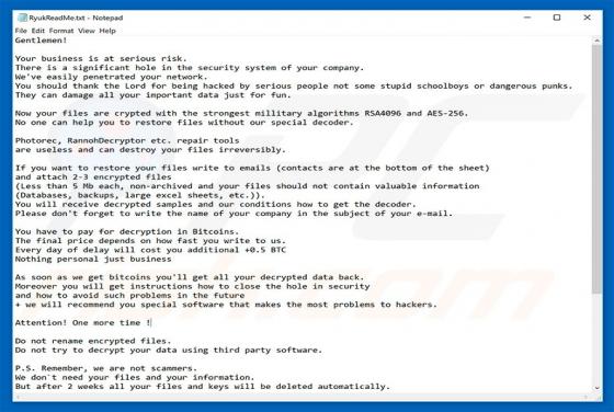 Logiciel de rançon RYUK