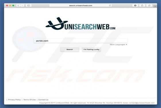 Redirection vers Unisearchweb.com (Mac)