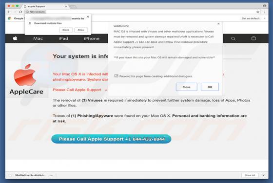 POP-UP Arnaque AppleCare Tech Support (Mac)