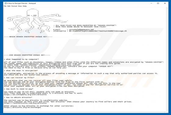 Logiciel de rançon Kraken Cryptor