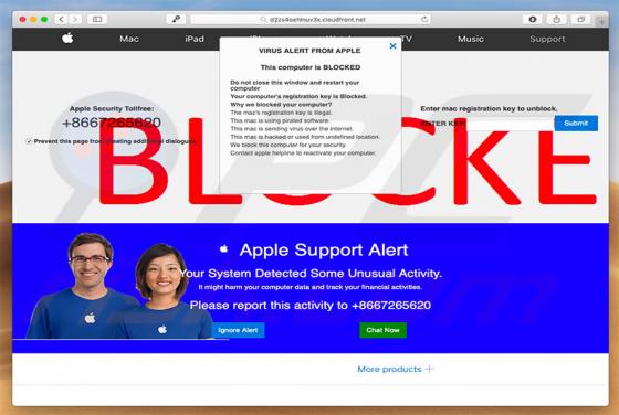POP-UP Arnaque VIRUS ALERT FROM APPLE (Mac)
