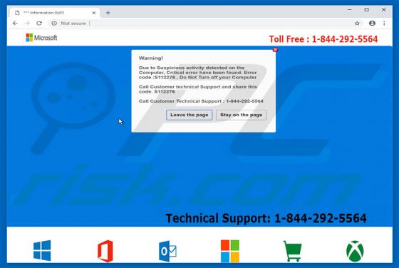 POP-UP Arnaque 'Error Code :S112276' POP-UP Scam