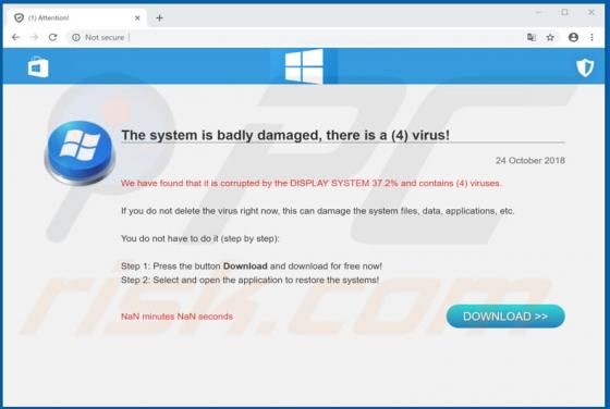 POP-UP Arnaque The System Is Badly Damaged POP-UP Scam