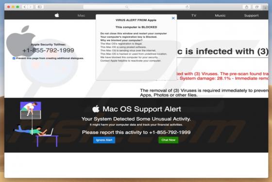 POP-UP Arnaque 'Mac OS Support Alert' (Mac)