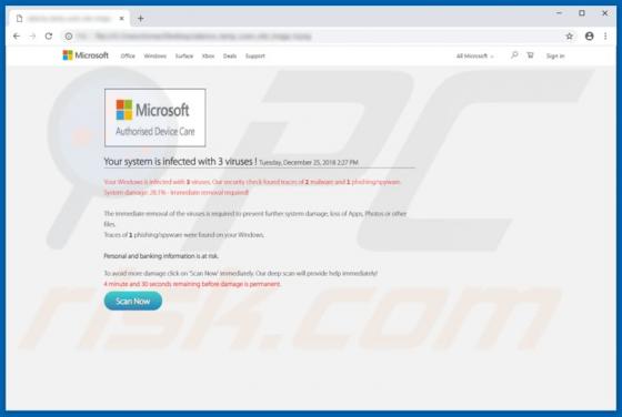 POP-UP Arnaque 'Microsoft Authorised Device Care'