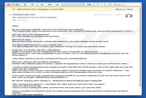 Courriel arnaque 'I Sent You An Email From Your Account'