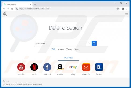 Redirection vers Defendsearch.com