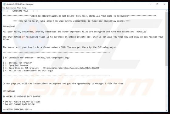 Logiciel de rançon GandCrab 5.1