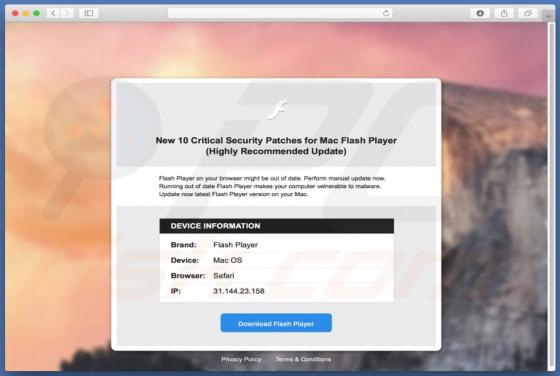 POP-UP Arnaque 10 correctifs de sécurité critiques pour Mac Flash Player (Mac)﻿