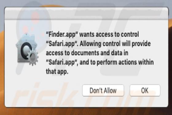 Virus POP-UP Finder.app Wants Access To Control Safari.app (Mac)
