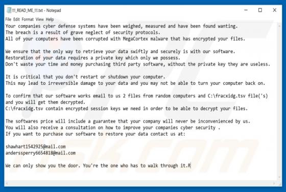 Logiciel de rançon MegaCortex