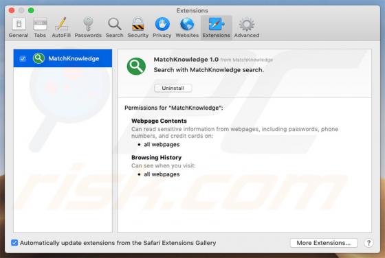 Logiciel publicitaire MatchKnowledge (Mac)
