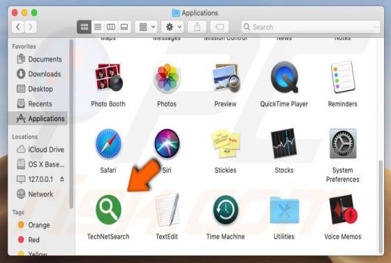 Logiciel publicitaire TechNetSearch (Mac)