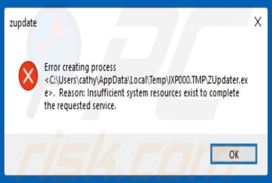 Virus ZUpdater.exe