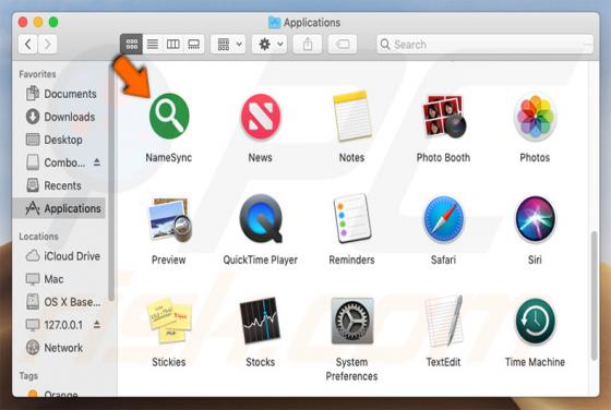 Logiciel publicitaire NameSync (Mac)