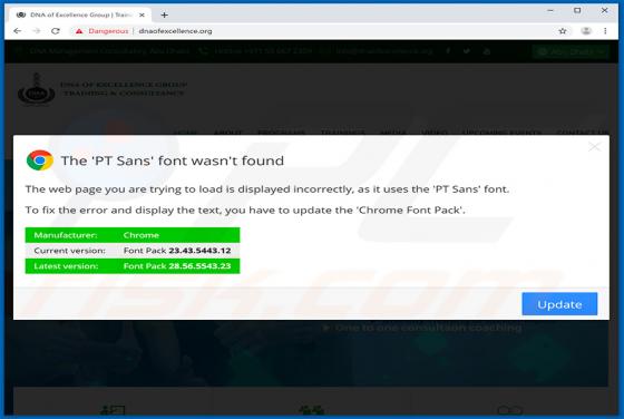 POP-UP Arnaque The PT Sans Font Wasnt Found