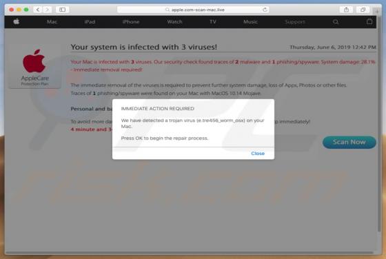 POP-UP Arnaque Apple.com-scan-mac.live (Mac)