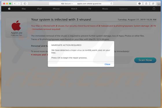 POP-UP Arnaque Apple.com-shield-guard.live (Mac)