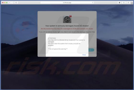 POP-UP Arnaque Your System Is Seriously Damaged, Found (4) Viruses! (Mac)