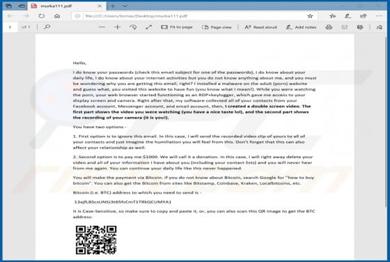 Arnaque Courriel de Sextorsion I Do Know Your Passwords (PDF)