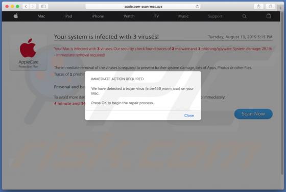 POP-UP Arnaque Apple.com-scan-mac.xyz (Mac)