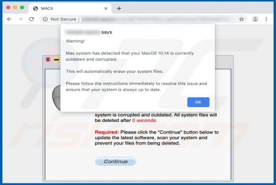 POP-UP Arnaque Mac System Currently Outdated And Corrupted (Mac)