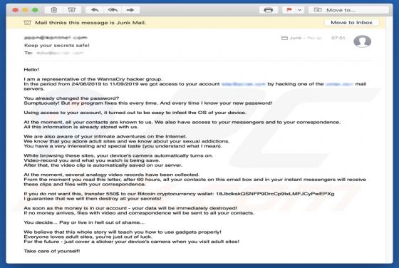 Courriel d'arnaque WannaCry Hacker Group