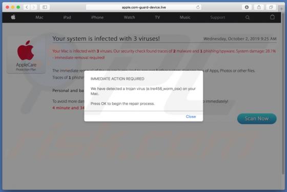 POP-UP Arnaque Apple.com-guard-device.live (Mac)