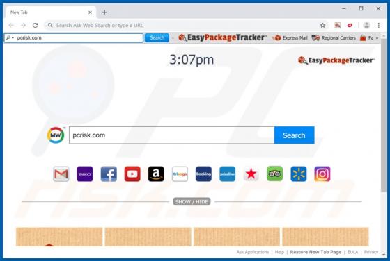 Barre d'outils EasyPackageTracker