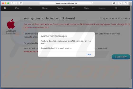 POP-UP Arnaque Apple.com-mac-optimizer.live (Mac)