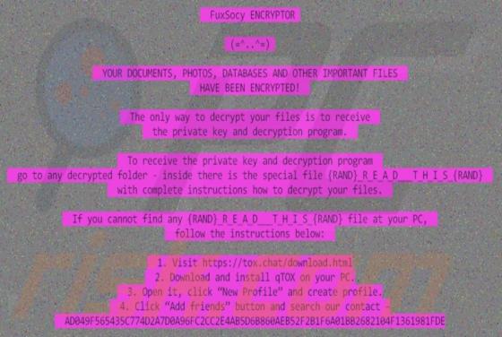 Logiciel de rançon FuxSocy ENCRYPTOR