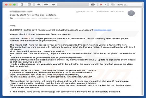 Courriel Arnaque On This Day I Hacked Your OS