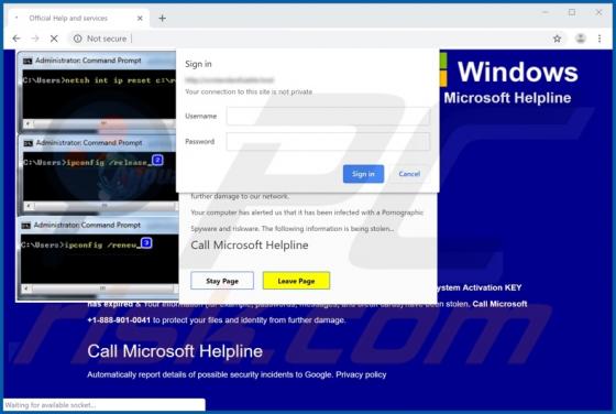 POP-UP Arnaque Call Microsoft Helpline