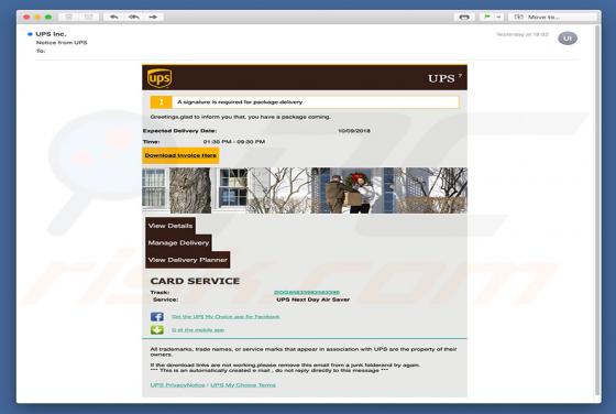Courriel Virus UPS Email Virus