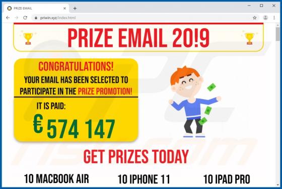 POP-UP Arnaque PRIZE EMAIL