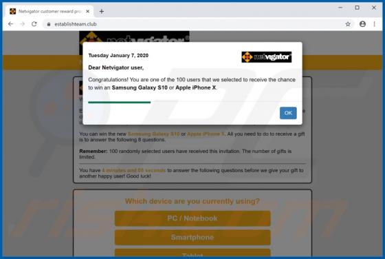 POP-UP Arnaque Dear [ISP name] user, Congratulations!