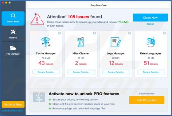 Application Non Désirée Easy Mac Care (Mac)